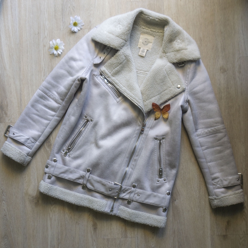 UO oversized faux leather aviator jacket